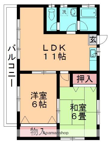 藤ハイツ(2LDK/2階)の間取り写真