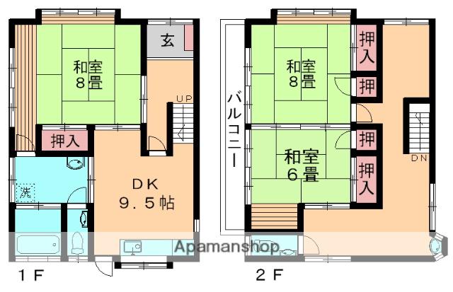 総武本線 東千葉駅 徒歩19分 2階建 築36年(3DK)の間取り写真