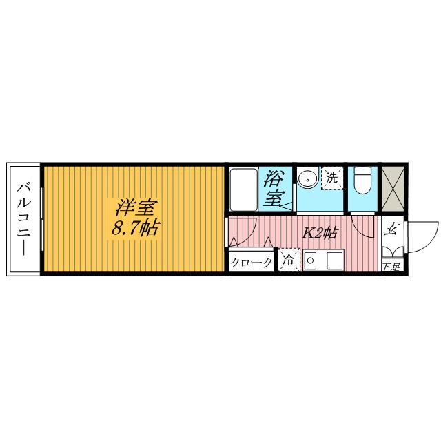 BELLAGIO 2(1K/2階)の間取り写真
