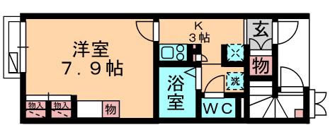 レオパレスプレミール(1K/1階)の間取り写真