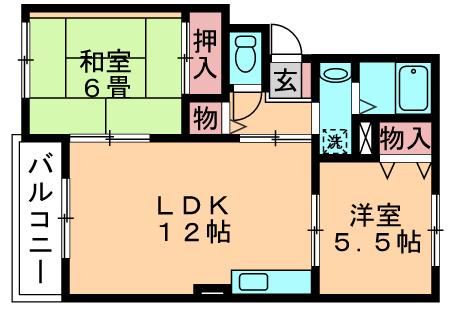 カーサみつわ台E(2LDK/2階)の間取り写真