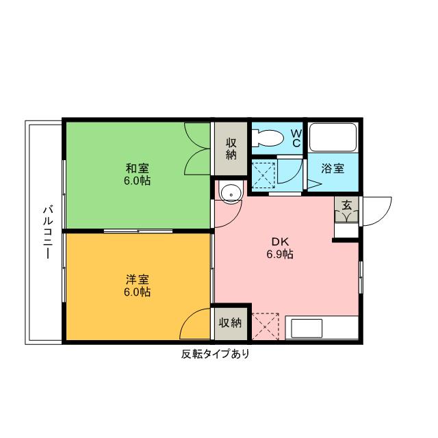 クレインめいわC(2DK/1階)の間取り写真