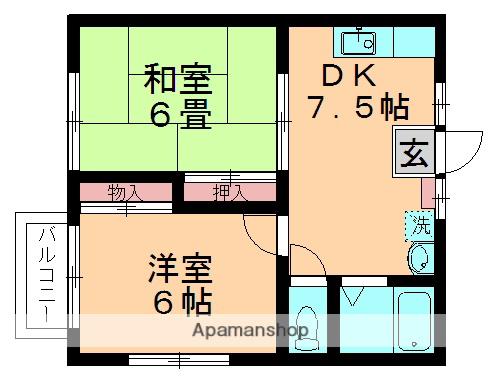 ハイドゥエル(2DK/1階)の間取り写真