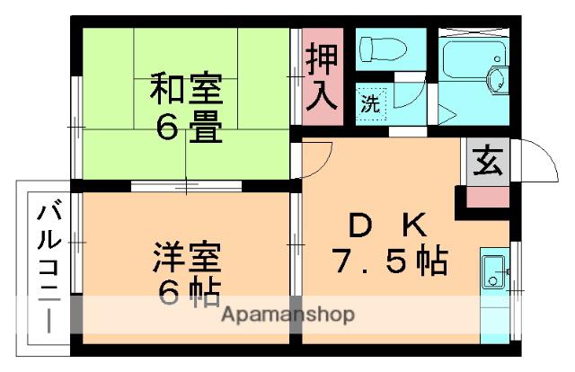 キャッスルシゲル(2DK/1階)の間取り写真