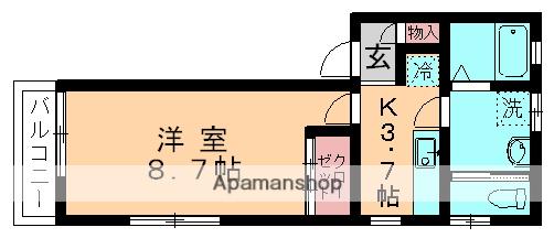 ハイツ高玉(1K/2階)の間取り写真
