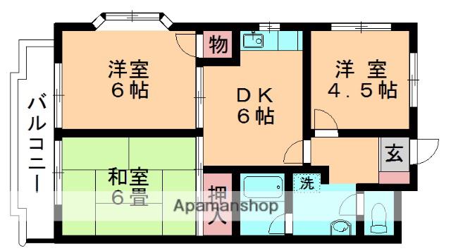 クレセントフラッツ(3DK/4階)の間取り写真