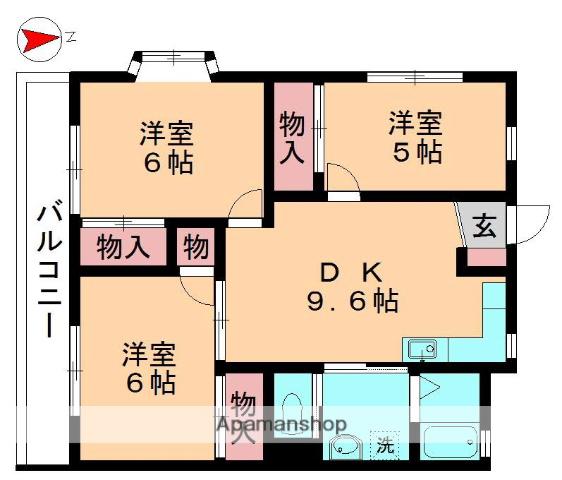チェリーハイム(3DK/2階)の間取り写真
