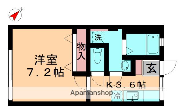 都賀ハウス(1K/1階)の間取り写真