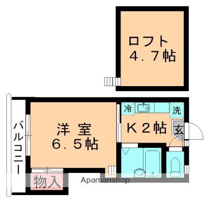 エストレアA棟(1K/2階)の間取り写真
