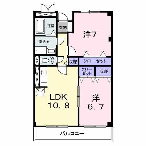 アイランド翼B(2LDK/1階)の間取り写真