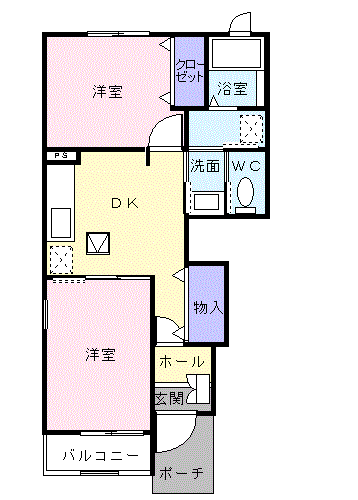 エーデルハイムⅠ(2DK/1階)の間取り写真