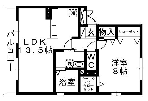 リビングタウン稲毛の杜C(1LDK/1階)の間取り写真