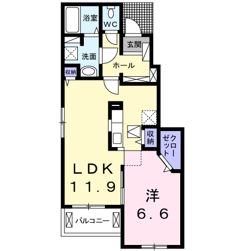アルカンシエル・ベルⅠ(1LDK/1階)の間取り写真
