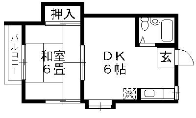 サンライフ四街道(1DK/1階)の間取り写真