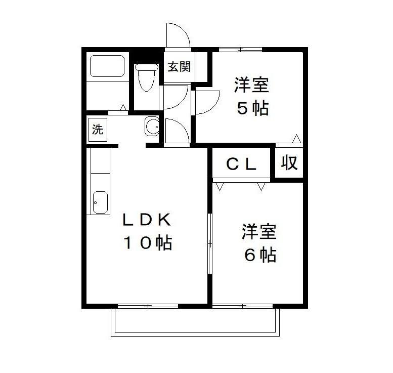 サンハイツG(2LDK/2階)の間取り写真