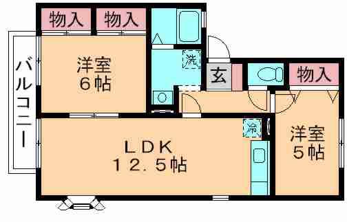 ラフィネF・G(2LDK/2階)の間取り写真