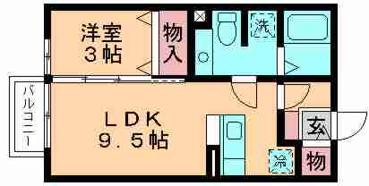 ノーベルパーク15・16・17(1LDK/2階)の間取り写真