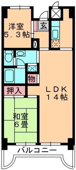 シャインクロコ(2LDK/2階)の間取り写真