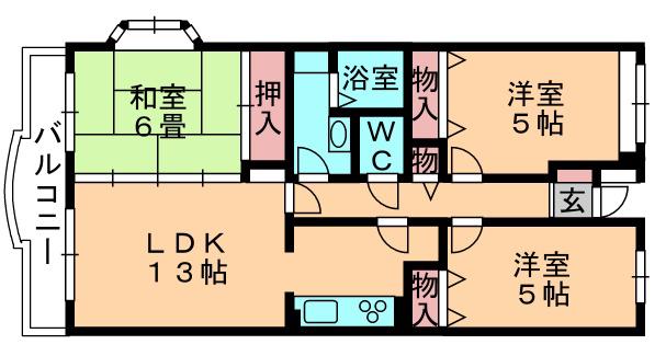 ラフィネ小倉(3LDK/1階)の間取り写真