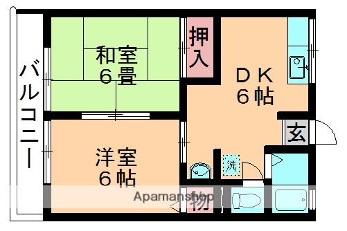 シティハイムサンハイツC(2DK/2階)の間取り写真