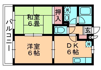 ハイネストキタ2(2DK/1階)の間取り写真