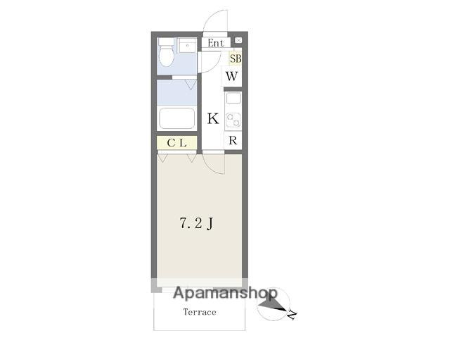 ユニベール美しが丘(1K/1階)の間取り写真