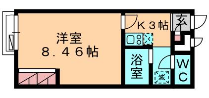 レオパレスワンダーランド(1K/1階)の間取り写真