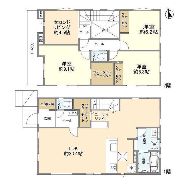 千葉都市モノレール 千城台駅 徒歩8分 2階建 築2年(3LDK)の間取り写真