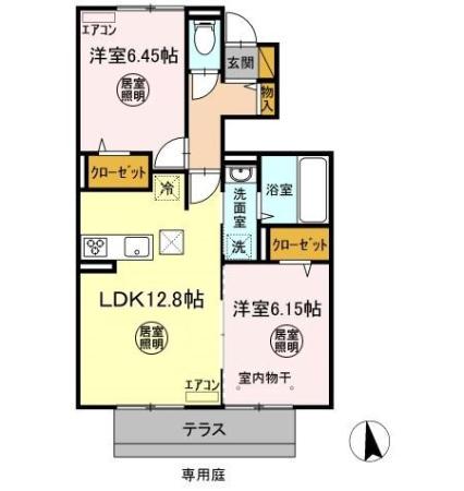 ルポゼ都(2LDK/1階)の間取り写真