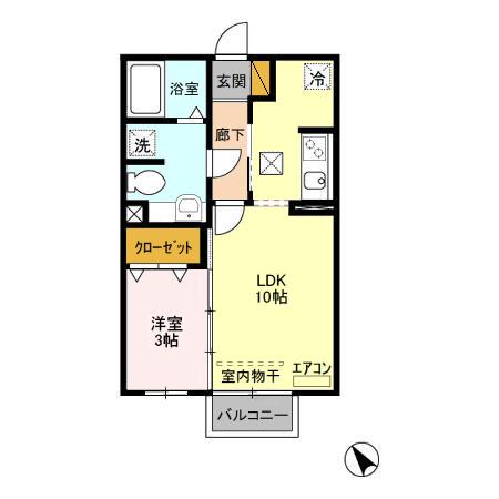 ヴェルドミールII・III III(1LDK/1階)の間取り写真