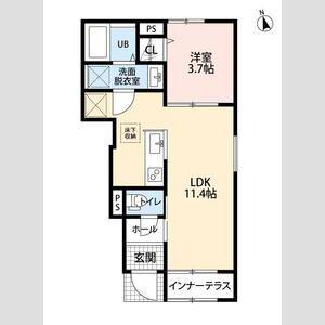 リーブルファイン若葉桜木(1LDK/1階)の間取り写真