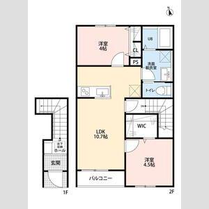 リーブルファイン若葉桜木(2LDK/2階)の間取り写真