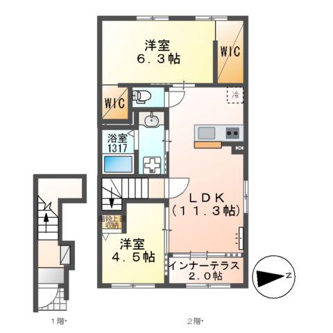 COLZA(2LDK/2階)の間取り写真