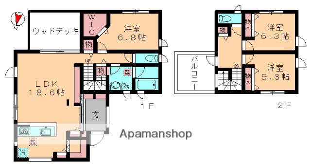 総武本線 都賀駅 徒歩14分 2階建 築10年(3LDK)の間取り写真