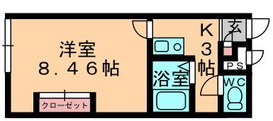 レオパレスプリマベーラ(1K/1階)の間取り写真