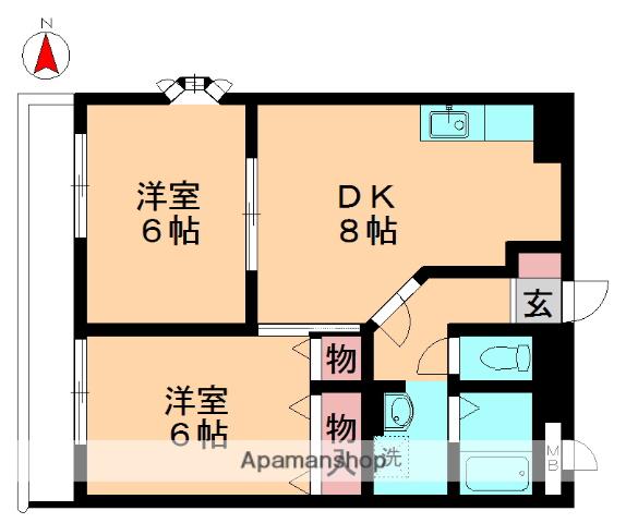 クレールフジ(2DK/1階)の間取り写真