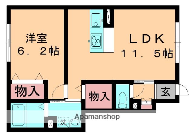 フィーノ(1LDK/1階)の間取り写真