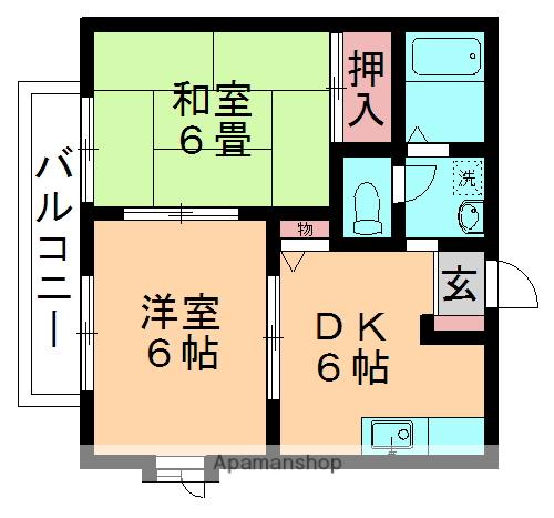コートビレッジH(2DK/2階)の間取り写真