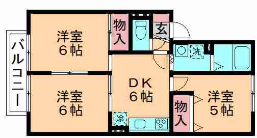 スプリングハイムA(3DK/1階)の間取り写真