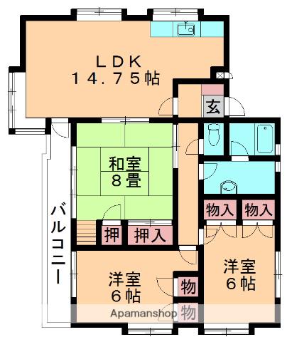 ハイソフィアみつわ台A(3LDK/2階)の間取り写真