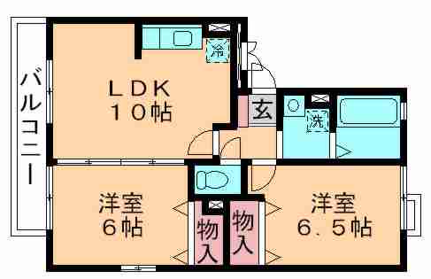 ローズフラワー小倉(2LDK/3階)の間取り写真