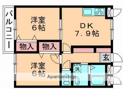 パークヒルズ小倉(2DK/2階)の間取り写真