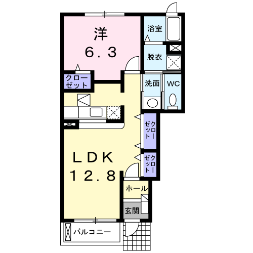 ソレイユルヴァンⅠ(1LDK/1階)の間取り写真