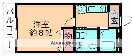 ファーストベル西都賀(1K/2階)の間取り写真