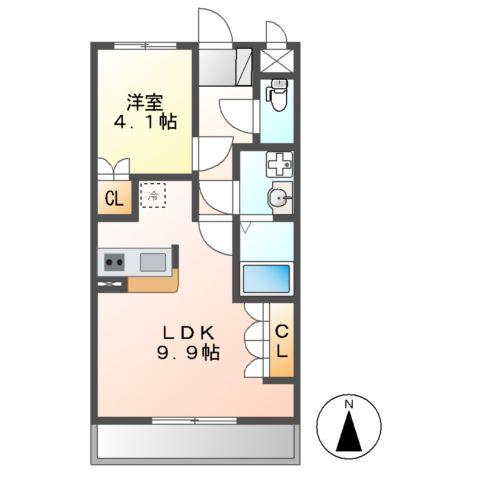 ルナ・ノート(1LDK/2階)の間取り写真