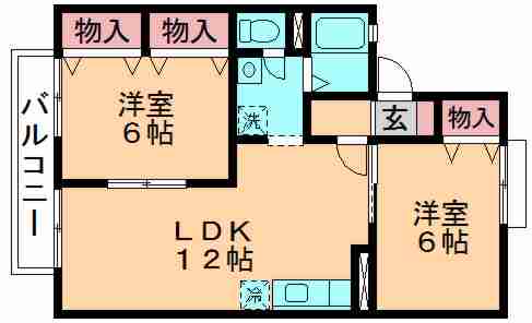カーサみつわ台C・D(2LDK/2階)の間取り写真