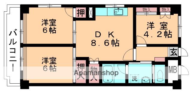 プラトー都賀(3DK/3階)の間取り写真