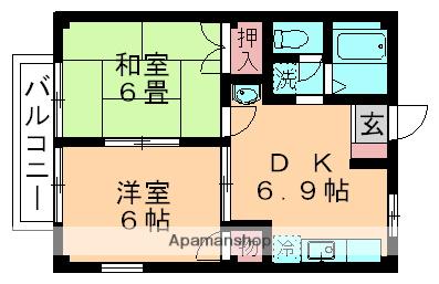 ハイツリジェールⅡ(2DK/1階)の間取り写真