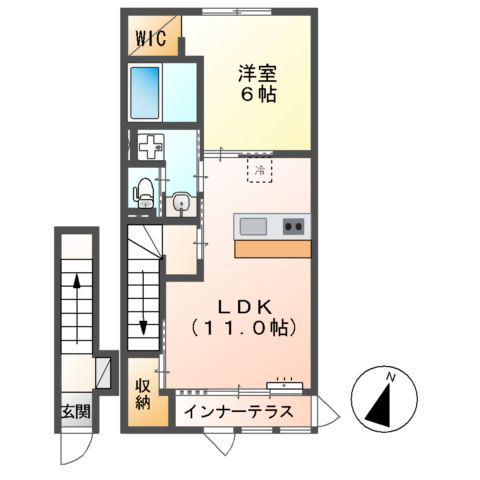 フルーヴ(1LDK/2階)の間取り写真