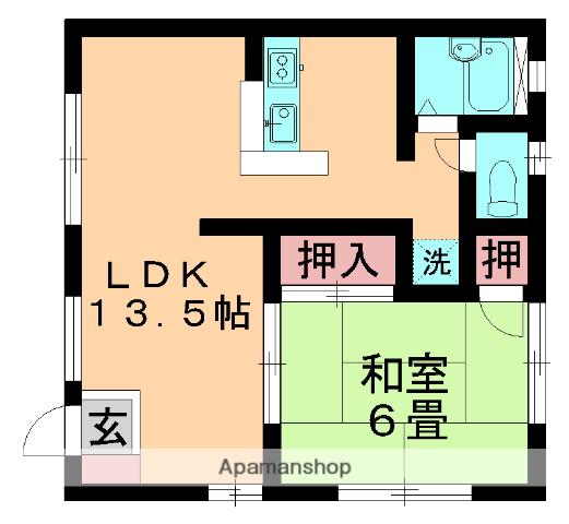 ピュアハウス(1LDK/1階)の間取り写真